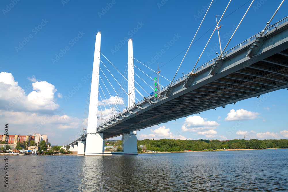 Fototapeta premium At the new Arkhangelskiy bridge on a August day. Cherepovets, Russia