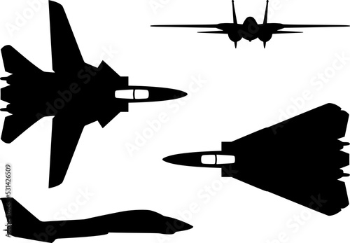 Canvas Print Illustration silhouette of the multirole aircraft f-14 tomcat isolated on transp