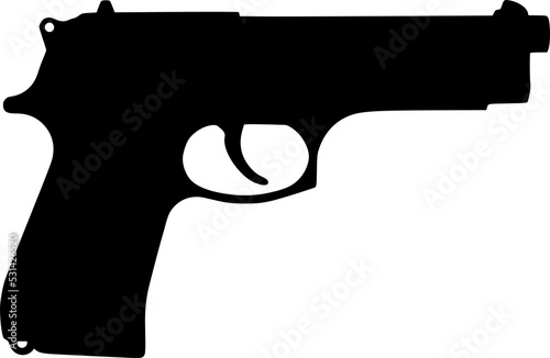Konstfotografi Illustration of automatic gun silhouette isolated on transparent background