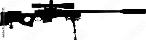 Illustration of a sniper rifle silhouette isolated on transparent background. 