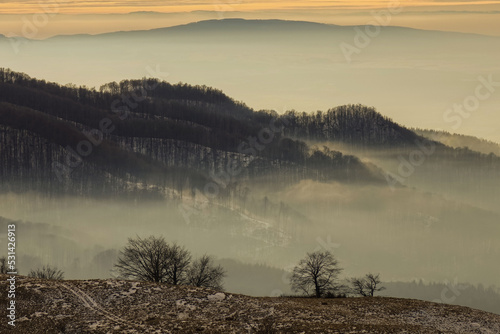 Landscape with winter fog from Maramures. (Trsnsylvania, Romania) © AlexandruClaudiu