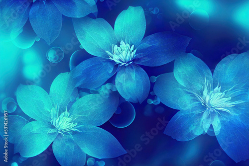 Abstract blue floral background  zen aromatherapy massage yoga background  digital illustration  digital painting  cg artwork  realistic illustration  3d render