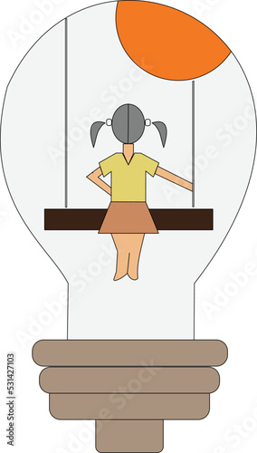 Girl sitting on the swing
