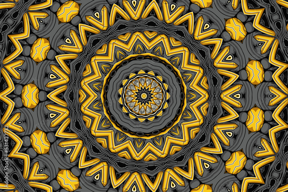 Bright colorful mandala art pattern. geometric ornament aztec style psychedelic carnival background
