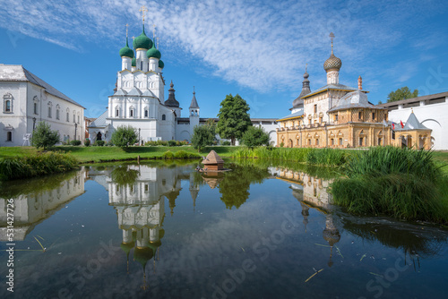 Sunny August day in the ancient Rostov Kremlin. Rostov, Yaroslavl region. Golden ring of Russia photo