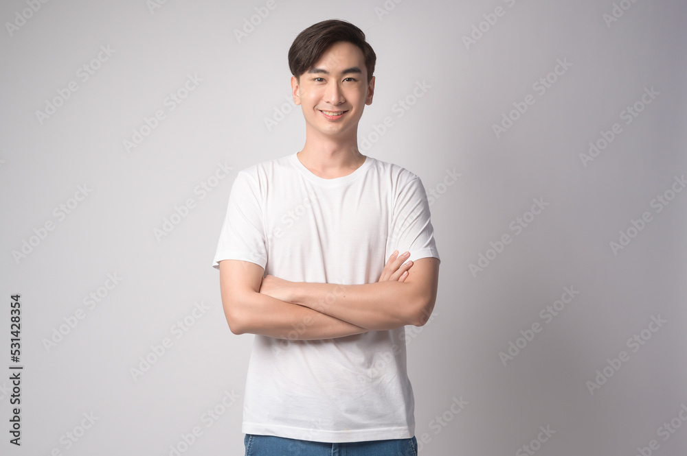 Portrait of young asian man over white background studio. Portrait of young asian man over white background studio.