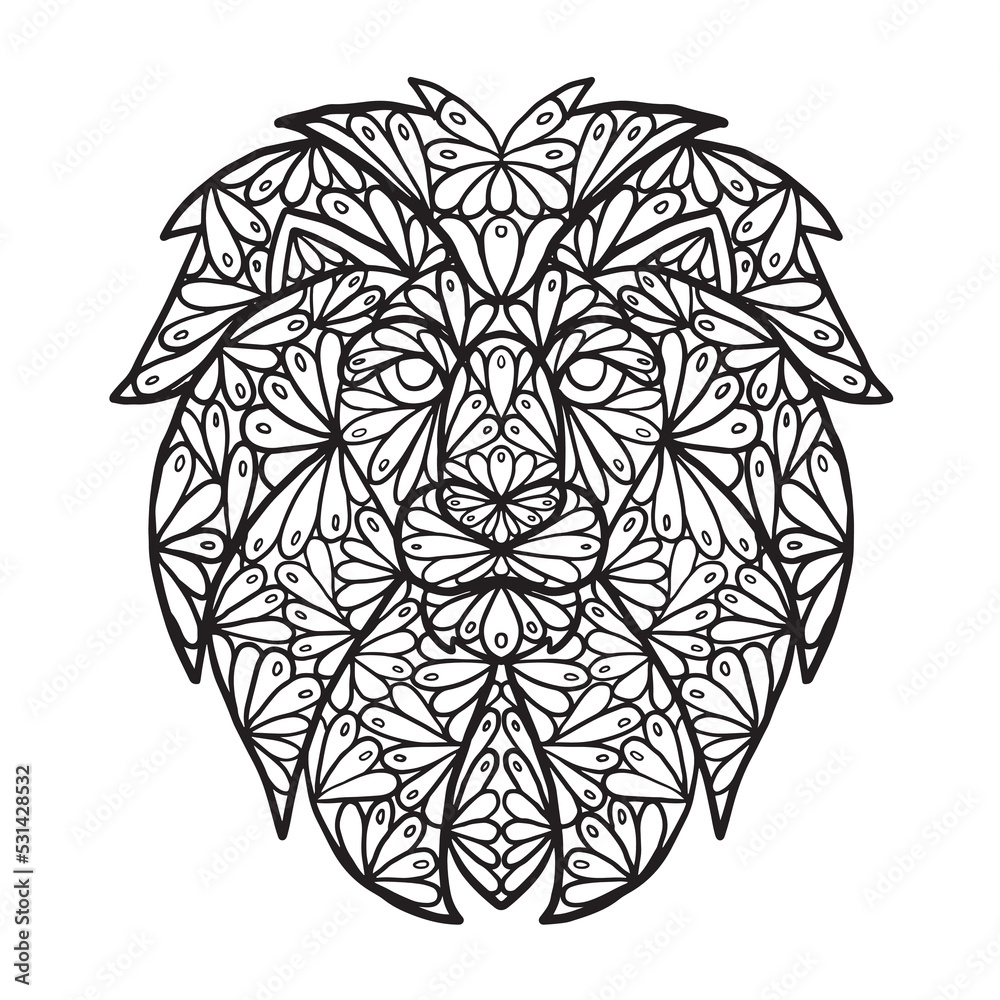 Hand drawn Lion doodle for coloring Stock Vector | Adobe Stock