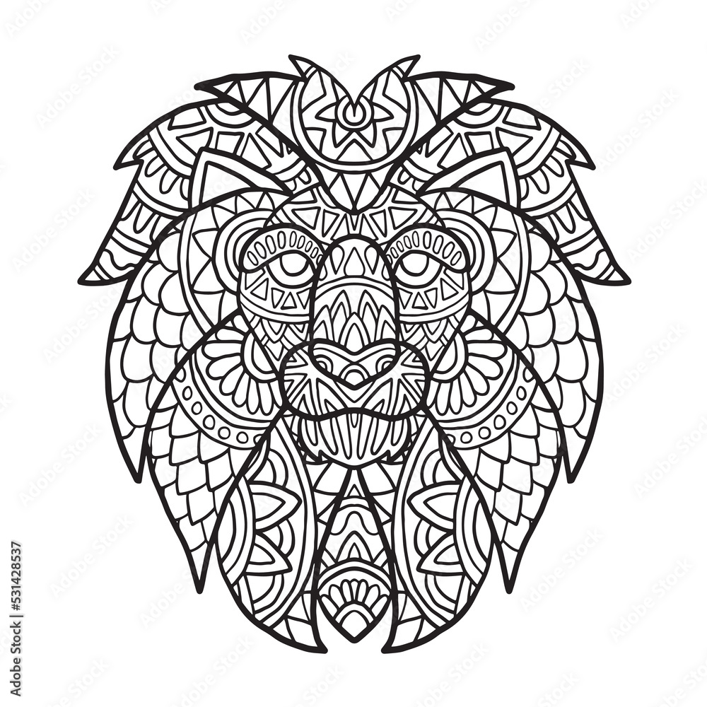 Fototapeta premium Hand drawn Lion doodle for coloring