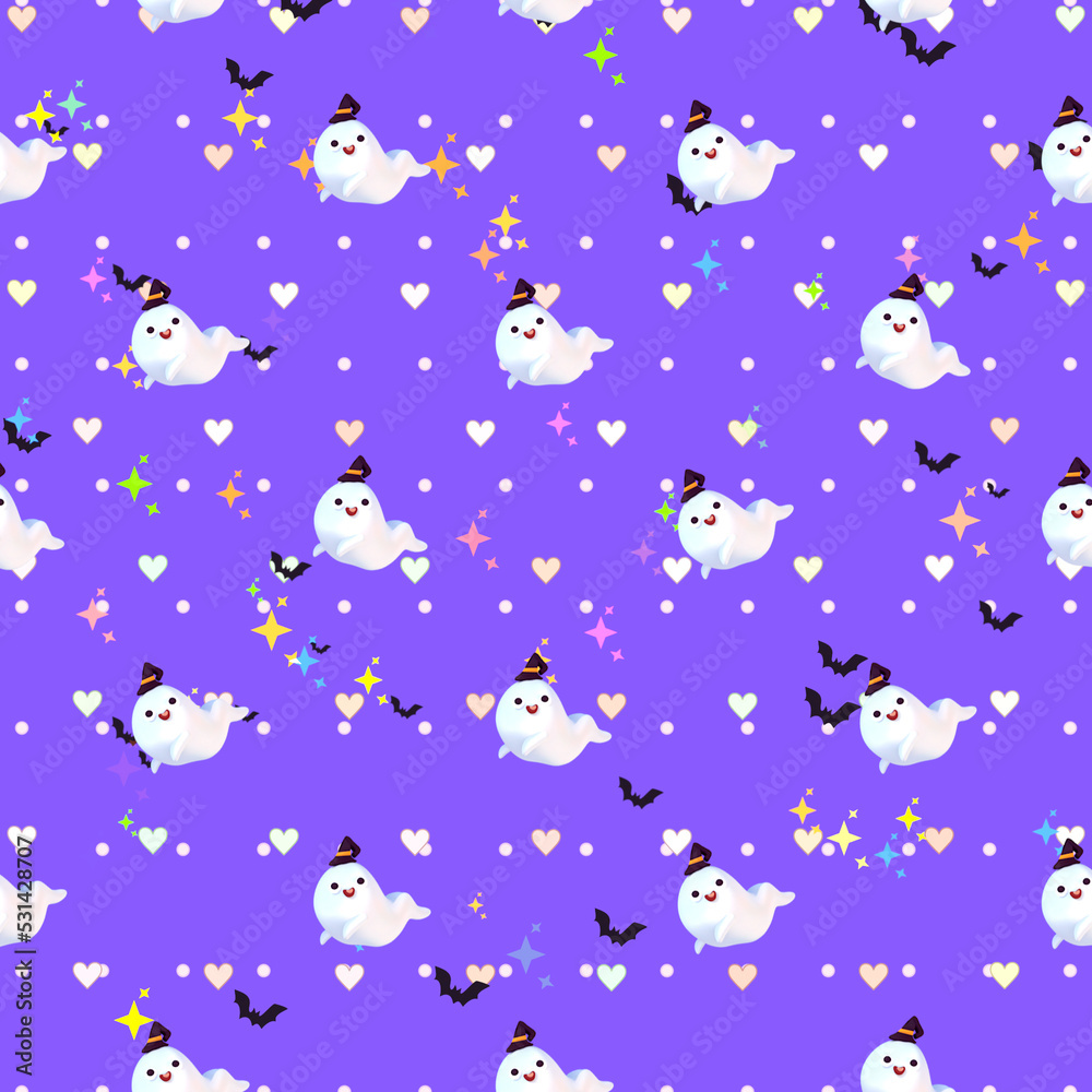 3d rendered cartoon purple halloween pattern. 3d rendered cartoon purple halloween pattern.