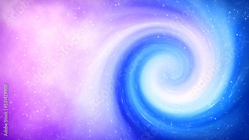 Abstract background of a glowing energy swirl in the universe in blue and lilac tones. Digital illustration
