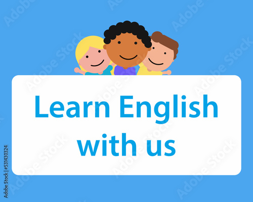 learn English banner with kid
