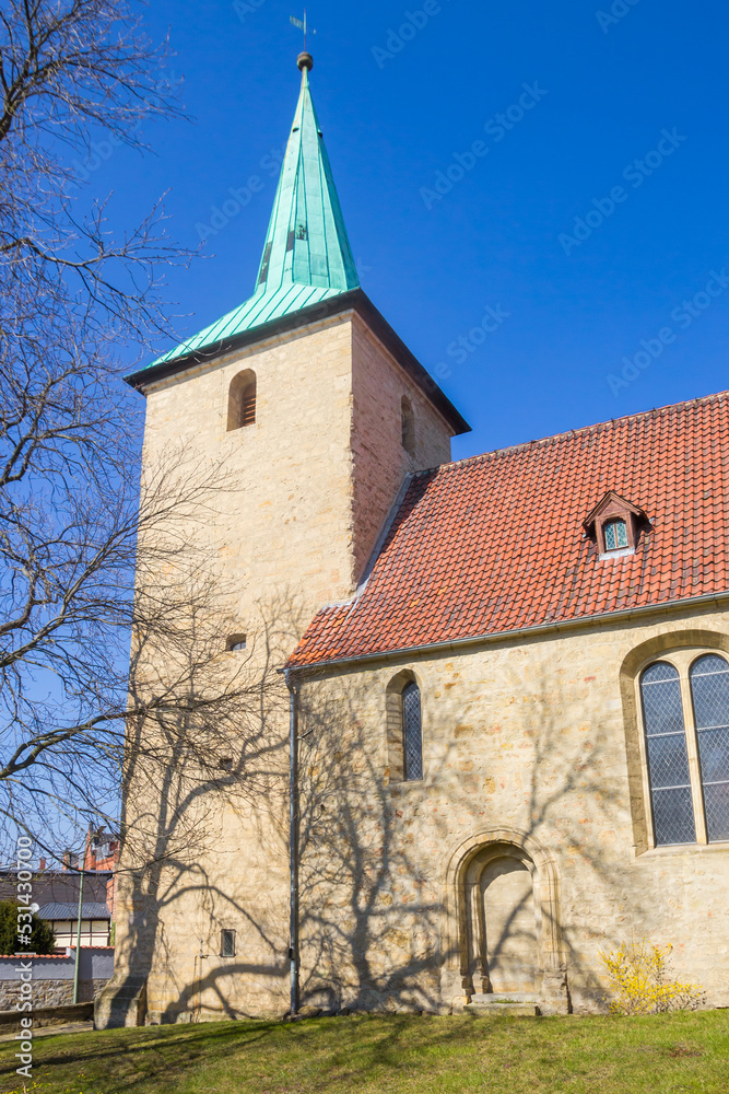 Tower of the historic Walpurgis church in Helmstedt, Germany