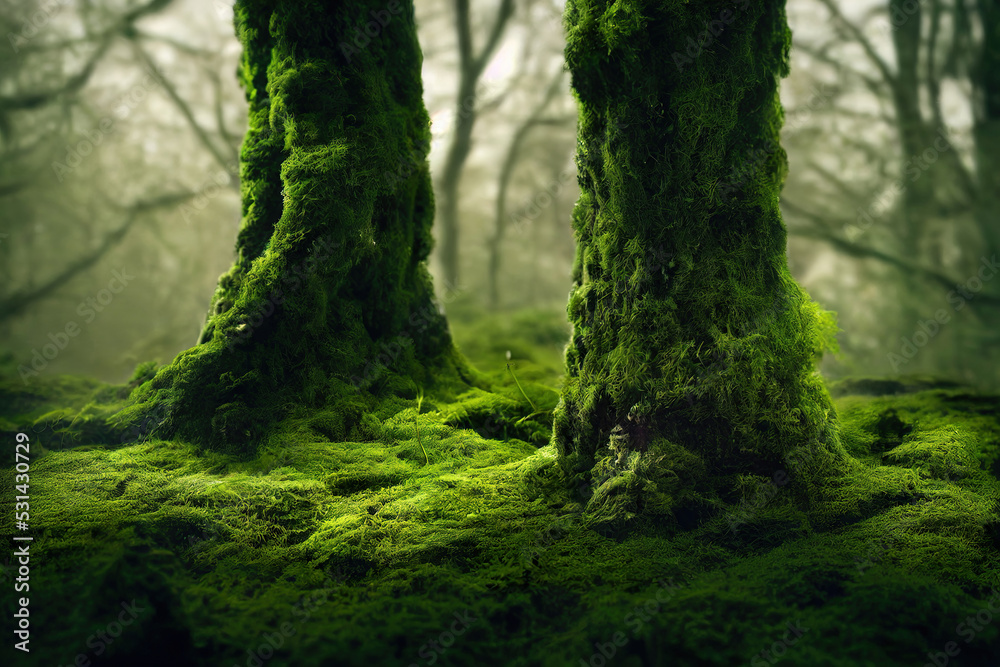 mossy tree trunk in the forest, digital illustration, digital painting, cg artwork, realistic illustration, 3d render mossy tree trunk in the forest, digital illustration, digital painting, cg artwork, realistic illustration, 3d render