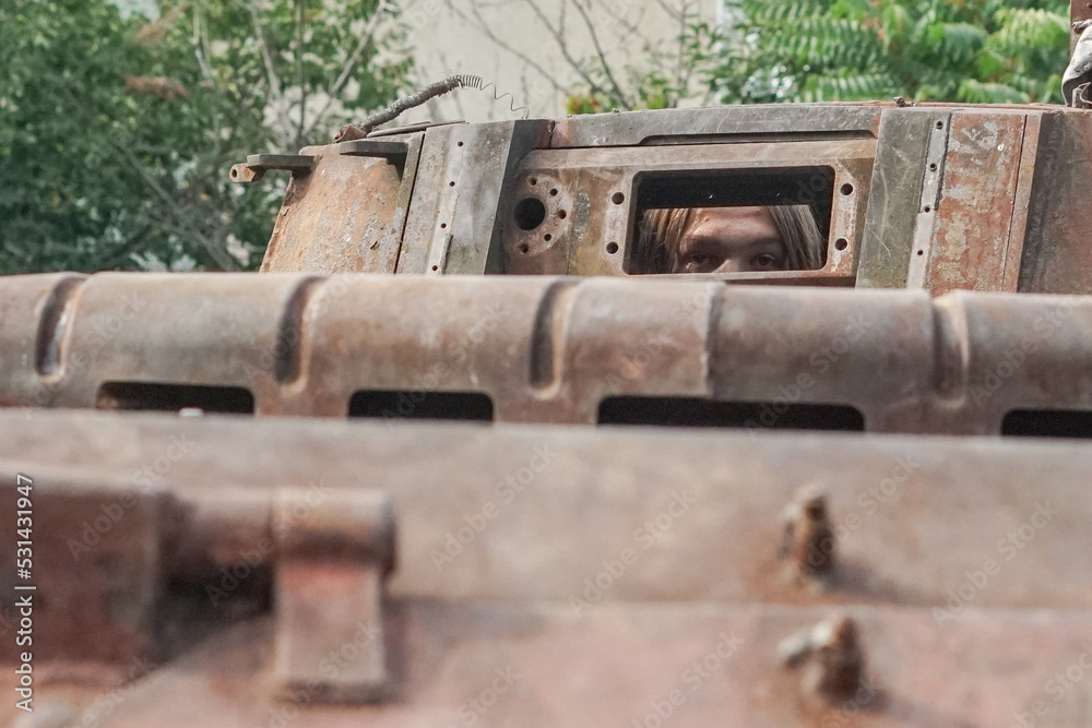 Destroyed military equipment of the Russian army in the war with Ukraine. Destroyed military equipment of the Russian army in the war with Ukraine.
