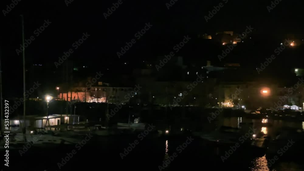 Procida port and boats at night Procida port and boats at night