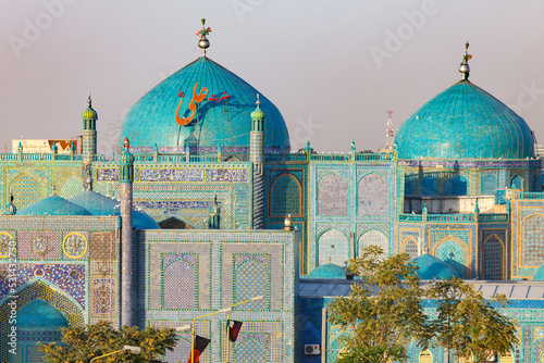 Blue Mosque in Mazar-i-Sharif (Mazar-e Sharif), built by the Timurid in the 15th century, also called Shrine of Hazrat Ali, Balkh Province, Northern Afghanistan photo