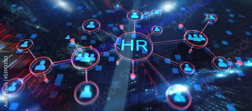 HR management. Human Resources. Recruitment business network concept. Group of teamwork