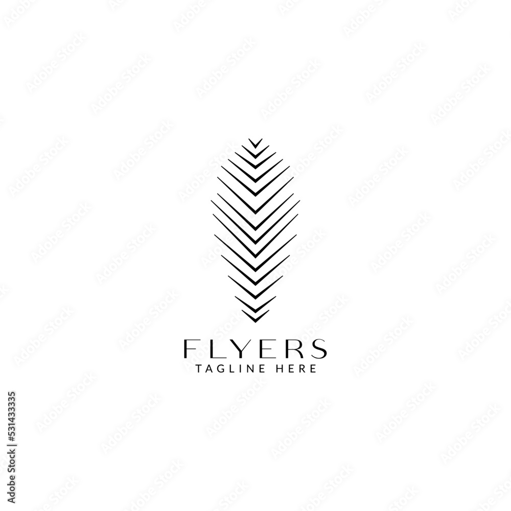 Line feather logo design template flat vector illustration for premium branding. Elegant line symbol logotype in white background