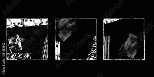 Social media covers with tiny roughen border frames and screen print textures . . grunge style . Post frame stories templates. Layout for promotion .Media banner .Vector 