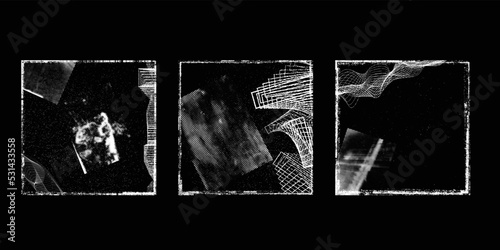 Social media covers with tiny roughen border frames and screen print textures . . grunge style . Post frame stories templates. Layout for promotion .Media banner .Vector 