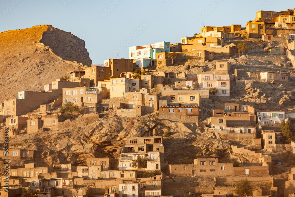 Houses in Kabul, district overlooking the city, Afghanistan