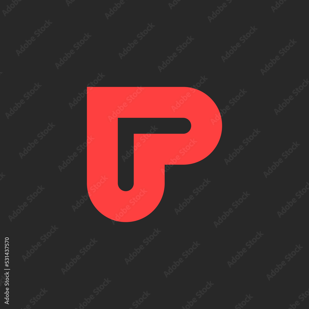 Letter P logo monogram in red heart shape concept emblem for cardiology clinic. Letter P logo monogram in red heart shape concept emblem for cardiology clinic.