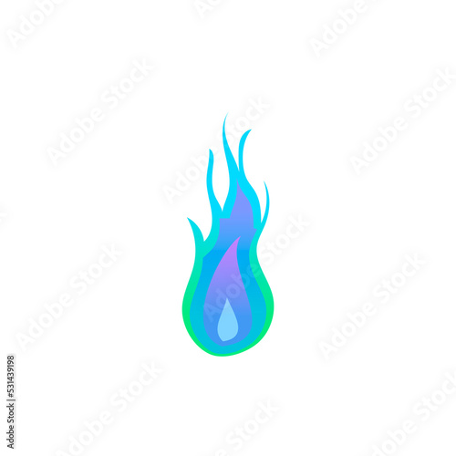 Cartoon gas fire flame, cold flaming element on white