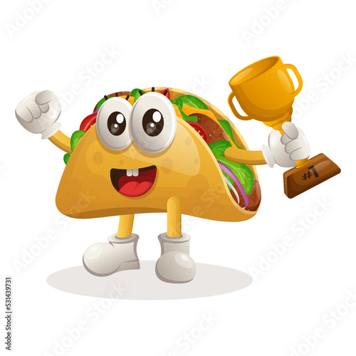 Cute taco winning award and celebrating success