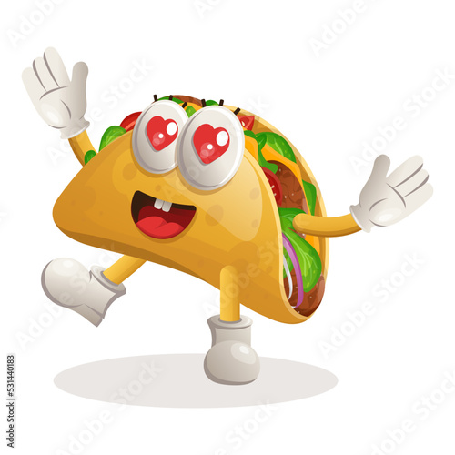 Cute taco mascot playful and happy
