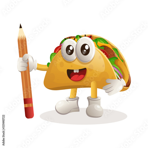 Cute taco holding pencil