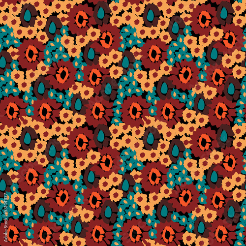 Seamless texture with hand drawn flowers, raster version. Elegant template for fashion prints, backgrounds, surface decoration and more	