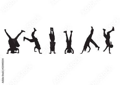 Obraz na płótnie silhouettes nine people dancing Charleston vector wall