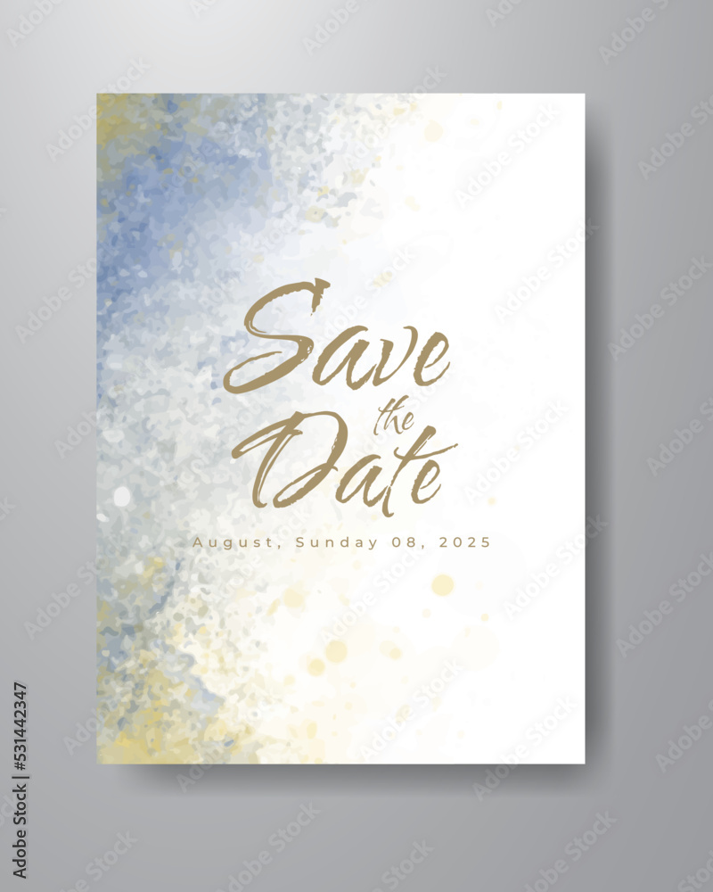 Save the date with watercolor background. Design for your invitation.