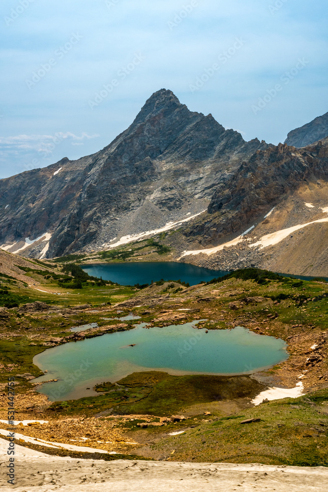 Veiled Peak Over Kit and Snowdrift Lakes