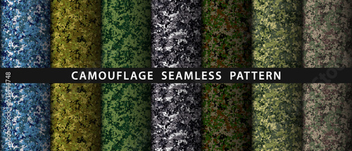 Fotografiet Set camouflage military seamless pattern