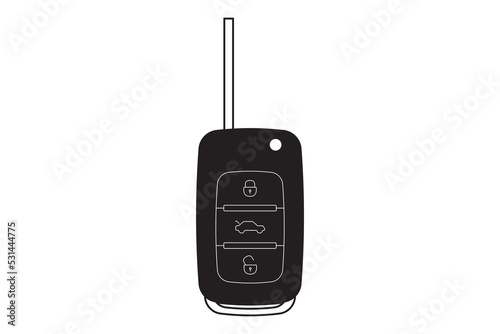 Key car with security system. Vehicle safety alarm remote icon.