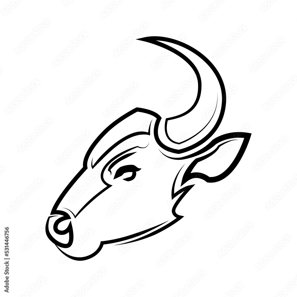 Obraz premium Black and white line art of bull head. Good use for symbol mascot icon avatar tattoo T Shirt design logo or any design