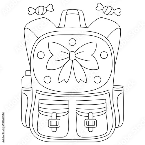 School bag backpacks with toffee ornaments coloring pages for kids