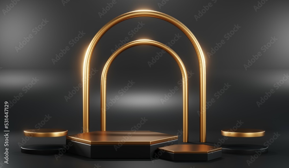 3D rendering of blank product background for cream cosmetics Modern black podium background 3D rendering of blank product background for cream cosmetics Modern black podium background