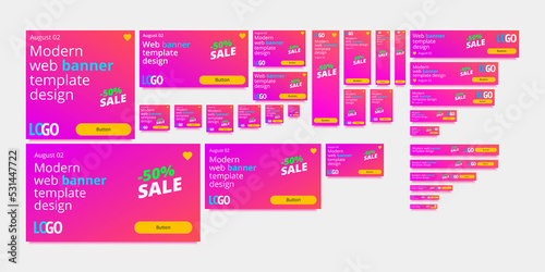 Big set of various web banner sizes. Instagram, Facebook, Google ads, etc...