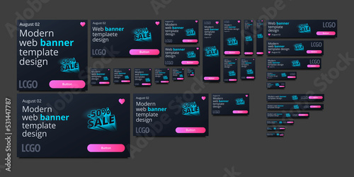 Big set of web banners. Various sizes. Instagram, Facebook, Google ads, etc...