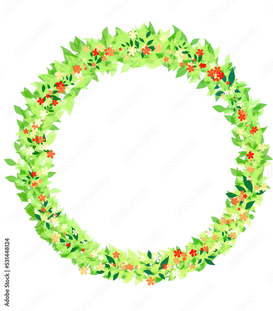 Cute and elegant floral round frames. Plant circle badges and emblems. Summer, autumn and spring wreaths. Wedding invitation. decorative elements.