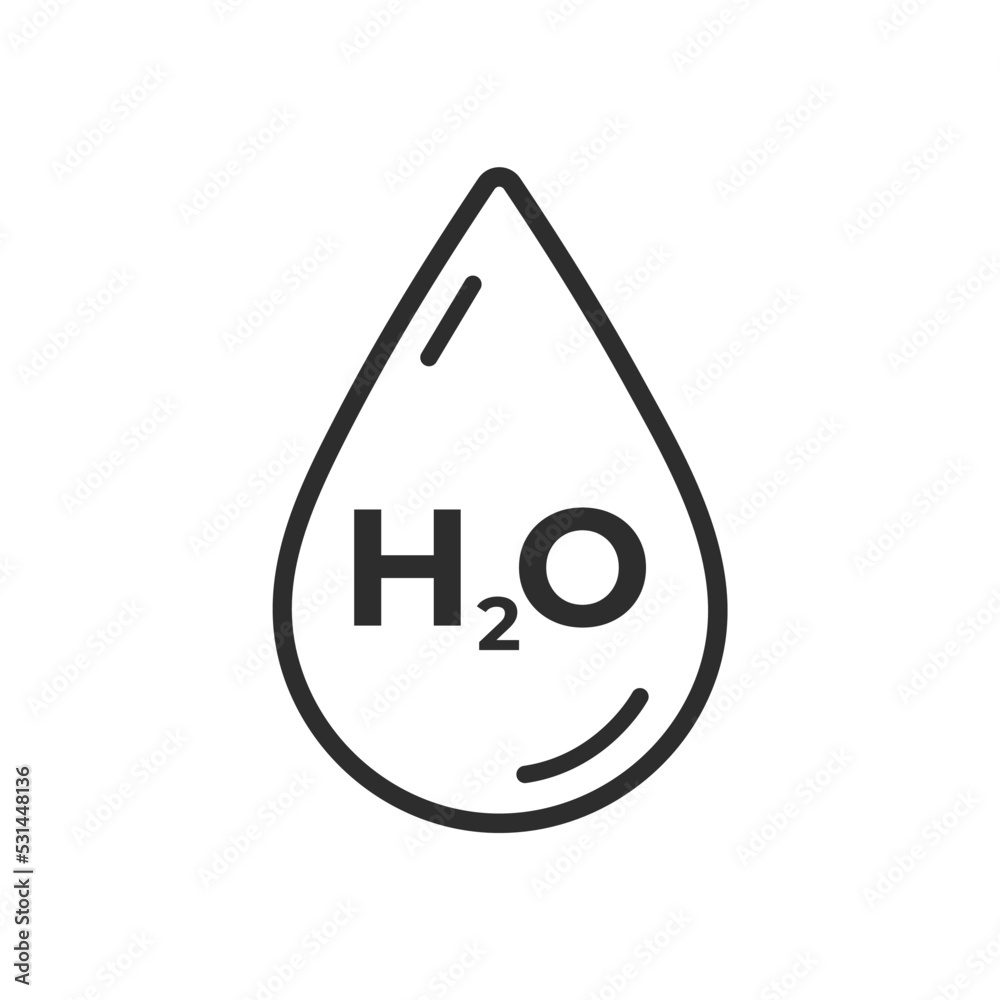 H2O Water drop vector icon water icon line art design. Aqua symbol. Water icon. Water formula H2O Water drop vector icon water icon line art design. Aqua symbol. Water icon. Water formula