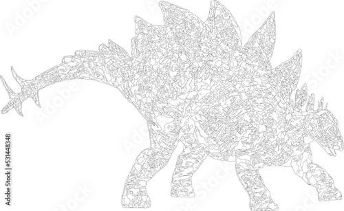 Vector illustration to draw mandala style stegosaurus
