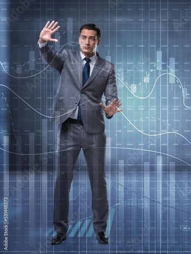 Man in stock exchange trading concept