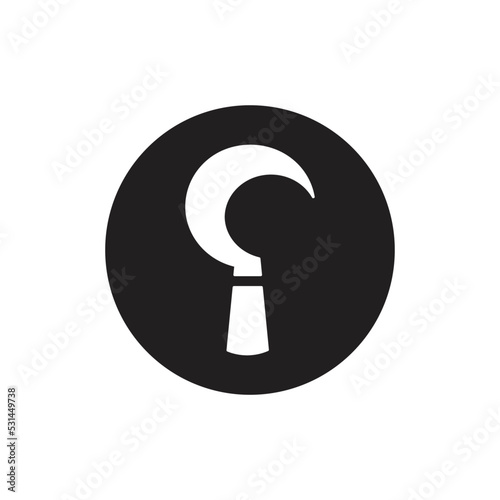 Garden sickle icon, simple sickle logo vector design