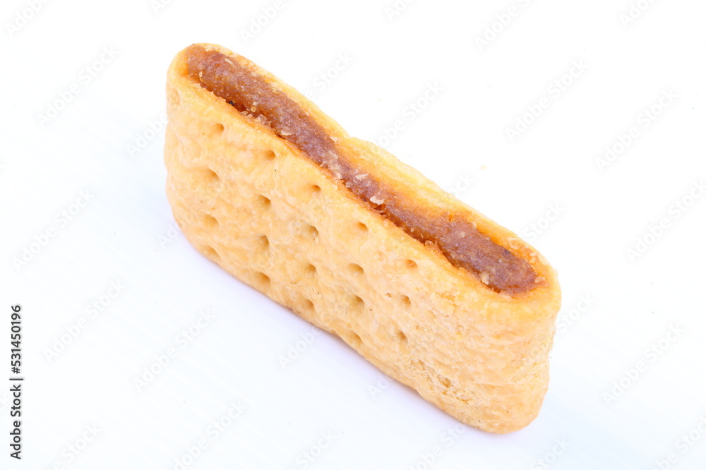 Butter cracker with pineapple jam isolated on the white background Butter cracker with pineapple jam isolated on the white background