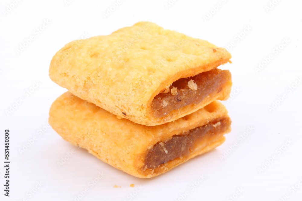 Butter cracker with pineapple jam isolated on the white background Butter cracker with pineapple jam isolated on the white background