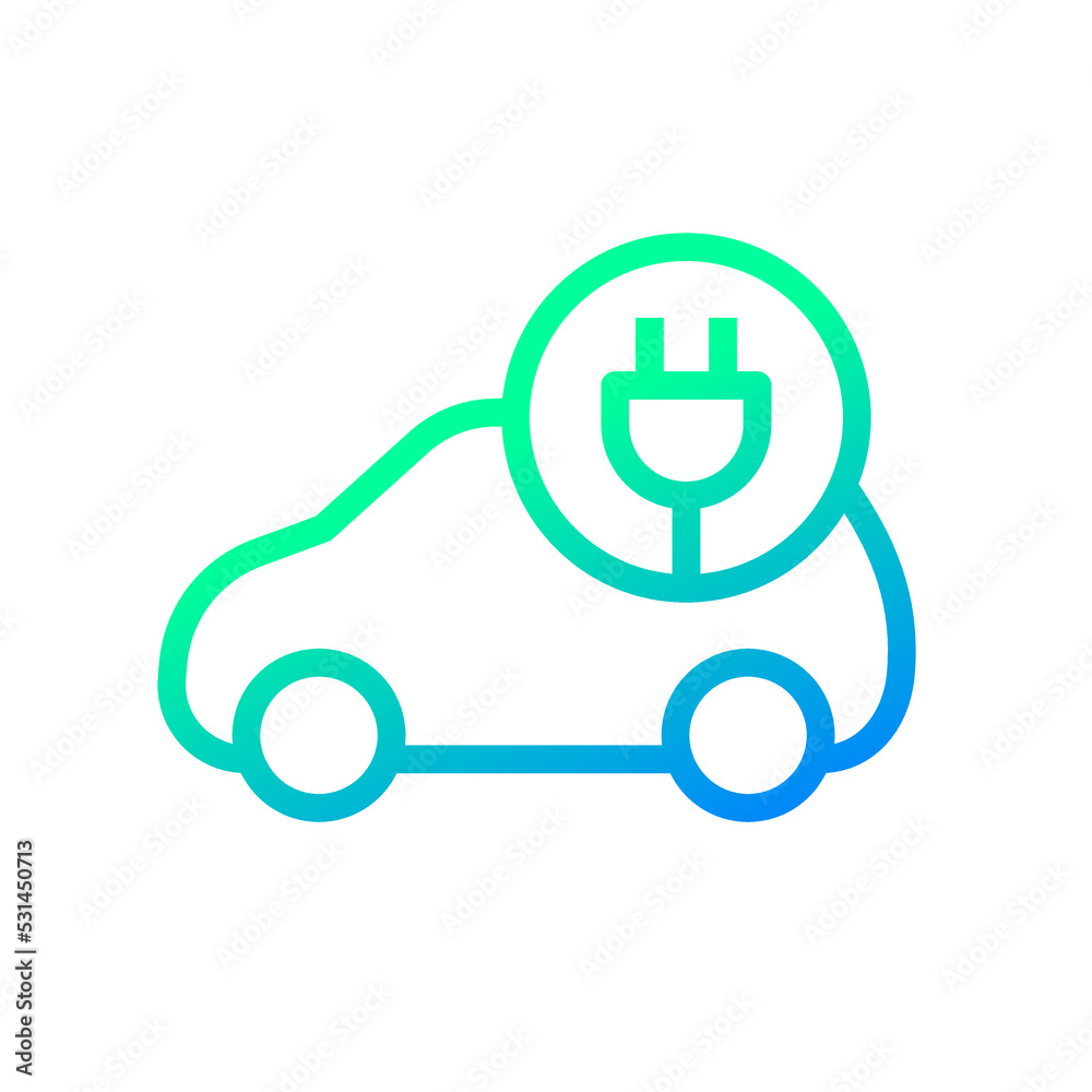 Electric car with plug icon symbol, EV car, Green hybrid vehicles charging point logotype, Eco friendly vehicle concept, Vector illustration Electric car with plug icon symbol, EV car, Green hybrid vehicles charging point logotype, Eco friendly vehicle concept, Vector illustration