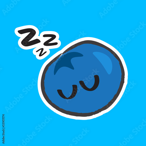 Cute Hand Drawn Sleeping Blueberry Vector Illustration